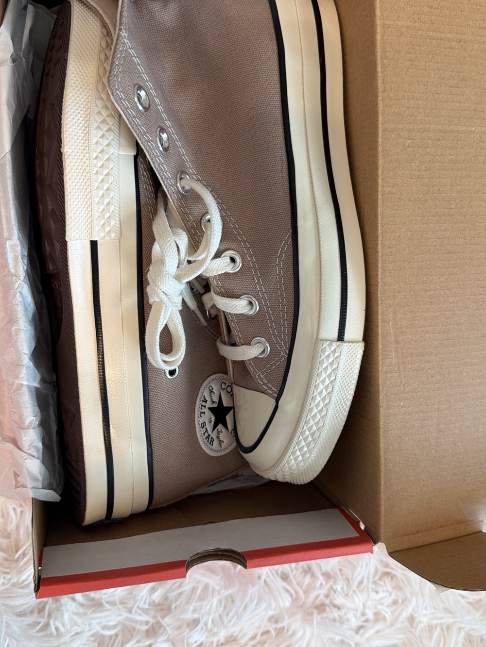 Converse High Top Sneakers - Taupe and White